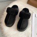Miniatyrbild 2 av 6: Pälstofflor Dam Vinter Plysch Sandaler Slip on Platform Slides Kvinna Tjock sula black 36