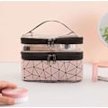 Miniatyrbillede 9 af 9: Multifunktions dobbeltlag Transparent kosmetisk makeuptaske green 23*16*17cm