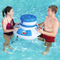 Miniatyrbillede 2 af 7: Øl Vand Isterninger Oppustelig Ice Bucket Float Cup Holder white+blue
