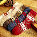 Miniatyrbillede 3 af 8: 5 Par Jul Kvinder Vinter Varme Bløde Fluffy Sokker Wine Red 5Pair