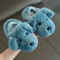 Miniatyrbild 1 av 8: Barns bomullstofflor pojke 1-3 år Söt tecknad flickatofflor Baby bomullsdrag Höst och vinter blue 200(insole17cm )