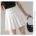 Miniatyrbilde 1 av 3: Tenniskjørt Dame Golf Plissert Shorts Sport Fitness Shorts Høy Midje Yoga Løpeshorts Kjol Gym Klær White XXXL
