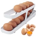 Miniatyrbillede 2 af 6: Automatisk rullende Æggestativ Holder Opbevaringsboks Æggekurv Container Organizer white