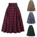Pikkukuva 1 / 4: Kvinnors rutigt ullkjolar A-linjainen Tartan långa kjolar Yellow S