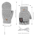Miniatyrbillede 6 af 8: USB Elektriske Handsker Varme Konvertible Fingerløs Handske light gray