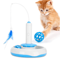 Miniatyrbillede 1 af 9: Elektrisk kattepind og -tårn automatisk roterende kattelegetøj white+blue with 1 feather