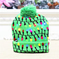 Miniatyrbillede 1 af 7: Jul Led Lys Strikkede Beanies Børne Strikket Hue Lysemitterende Led Uld Varm Kold G elasticity