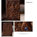 Miniatyrbild 8 av 10: A5 3D-präglat läderutskrift Präglat Phoenix Diary Notebook Red Bronze