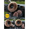 Miniatyrbild 6 av 9: 3ST Cover Set Äkta fårskinn Auto Plysch camel Dia 37-38cm