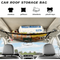 Miniatyrbillede 2 af 8: Bil Loft Opbevaring Net Tag Justerbar Rejse Opbevaringspose black large