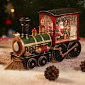 Miniatyrbillede 1 af 7: Julegave Juleaften Musikdåse Tog Musikdåse Krystalkugle ornamenter bronze color Santa