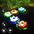 Miniatyrbillede 3 af 6: Solcelledrevet kunstig flydende lotus LED-lys til have, dam, springvand, dekoration, udendørsbelysning Pink