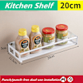 Miniatyrbillede 1 af 7: Multi-Purpose Køkken Opbevaring Vægmontering Spice Rack Hyldebeslag White-20cm