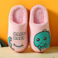 Miniatyrbillede 1 af 8: Vinter børnetøfler Dinosaur varm plys indendørs efterår skridsikker blød plys hjemmesko pink 28-29(insole 17cm)