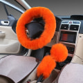 Miniatyrbild 1 av 9: 3ST Cover Set Äkta fårskinn Auto Plysch orange Dia 37-38cm
