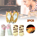 Pikkukuva 1 / 10: Sarjakuva Cat Paws lämmönkestävät mikroaaltouunikäsineet yellow 30*13CM