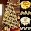 Miniatyrbillede 3 af 7: Christmas Ribbon Fairy Light juledekoration DIY buer String Light Tree Ornamenter Red-Warm 1M