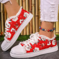 Miniatyrbillede 1 af 6: Julesneakers Kvinde Sko Efterår Julemand Print Mode Dejlig Casual Festival Damesko red 35