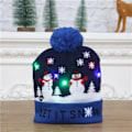 Miniatyrbillede 1 af 7: Jul Led Lys Strikkede Beanies Børne Strikket Hue Lysemitterende Led Uld Varm Kold A elasticity