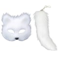 Pikkukuva 1 / 11: Teko-Turkisrävänhäntä Kissan Mask Therian Mask ja Häntä Halloween Cosplayt Juhliin White