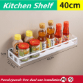 Miniatyrbillede 1 af 7: Multi-Purpose Køkken Opbevaring Vægmontering Spice Rack Hyldebeslag White-40cm