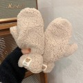 Pikkukuva 6 / 6: Söpöt karhun pehmeät pehmokäsineet Anime-naiset talvella lämpimät paksut sormettomat lapaset khaki one size