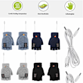 Miniatyrbillede 8 af 8: USB Elektriske Handsker Varme Konvertible Fingerløs Handske light gray