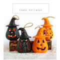 Miniatyrbillede 5 af 10: Halloween Græskar Lantern Led Hanging Ghost Lantern Lampe black 2pcs