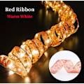 Miniatyrbild 1 av 7: Christmas Ribbon Fairy Light Juldekoration DIY Bows String Light Tree Ornaments Red-Warm 2M