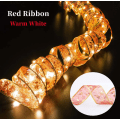 Miniatyrbild 1 av 7: Christmas Ribbon Fairy Light Juldekoration DIY Bows String Light Tree Ornaments Red-Warm 5M