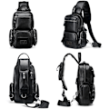 Miniatyrbillede 5 af 6: Vandtæt multifunktions-crossbody-taske i PU-læder black 21*11.5*31cm
