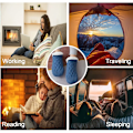 Miniatyrbild 5 av 6: Kvinnor stickade tofflorstrumpor Mysiga fuzzy strumpor Halkfria strumpor Vinter inomhus Dubbellager Sovrumssockor Navy blue L L 7-10years