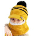 Miniatyrbillede 1 af 3: Barn Pojkar Flickor Balaclava Cap Tørklæde Fleece Cap Pom Ski Beanie Hattar Yellow
