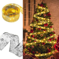 Miniatyrbild 7 av 7: Christmas Ribbon Fairy Light Juldekoration DIY Bows String Light Tree Ornaments Gold-Warm 5M