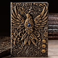 Miniatyrbild 1 av 10: A5 3D-präglat läderutskrift Präglat Phoenix Diary Notebook Bronze