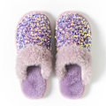 Miniatyrbild 1 av 7: Paljetter plysch tofflor för kvinnor mode vinter varma tofflor purple 38-39（25.5cm）