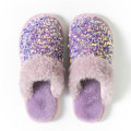 Miniatyrbild 1 av 7: Paljetter plysch tofflor för kvinnor mode vinter varma tofflor purple 40-41（26.5cm）