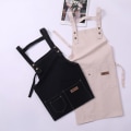 Miniatyrbillede 4 af 7: Lærredsforklæde Slidfast let at rengøre Retro Fashion Håndvask arbejdstøj Black