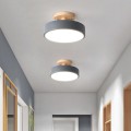 Miniatyrbillede 6 af 6: Nordisk Rund Led Loftslampe Trækorn Lys Loftslys Hjem Soveværelse Belysning til Køkken Gang Indretningsarmaturer gray