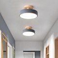 Miniatyrbillede 6 af 6: Nordisk Rund Led Loftslampe Trækorn Lys Loftslys Hjem Soveværelse Belysning til Køkken Gang Indretningsarmaturer green