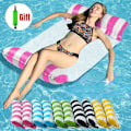 Miniatyrbild 1 av 6: Vattenhängmatta Fåtölj Uppblåsbar flytande simmadrass Havspoolring Pool Partyleksak med uppblåsbart rör Blue with Inflator