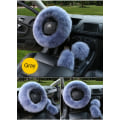Miniatyrbild 7 av 9: 3ST Cover Set Äkta fårskinn Auto Plysch gray Dia 37-38cm