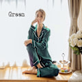 Miniatyrbillede 6 af 11: Plus Size Cardigan langærmet ensfarvet hjemmepyjamas green 4XL
