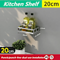 Miniatyrbillede 1 af 7: Multi-Purpose Køkken Opbevaring Vægmontering Spice Rack Hyldebeslag Silver-20cm