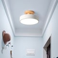 Miniatyrbillede 1 af 6: Nordisk Rund Led Loftslampe Trækorn Lys Loftslys Hjem Soveværelse Belysning til Køkken Gang Indretningsarmaturer gray