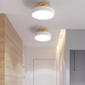 Miniatyrbillede 3 af 6: Nordisk Rund Led Loftslampe Trækorn Lys Loftslys Hjem Soveværelse Belysning til Køkken Gang Indretningsarmaturer gray