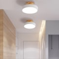 Miniatyrbillede 3 af 6: Nordisk Rund Led Loftslampe Trækorn Lys Loftslys Hjem Soveværelse Belysning til Køkken Gang Indretningsarmaturer green