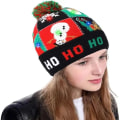 Miniatyrbillede 4 af 7: Jul Led Lys Strikkede Beanies Børne Strikket Hue Lysemitterende Led Uld Varm Kold C elasticity
