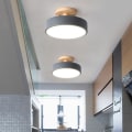 Miniatyrbillede 5 af 6: Nordisk Rund Led Loftslampe Trækorn Lys Loftslys Hjem Soveværelse Belysning til Køkken Gang Indretningsarmaturer pink