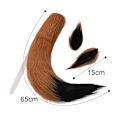 Miniatyrbilde 2 av 5: Falsk pels katt rev ulv lodden hale og ører for Halloween Camel black black